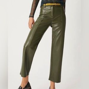 Avec Les Filles Faux Leather Cropped Wide-Leg Pants